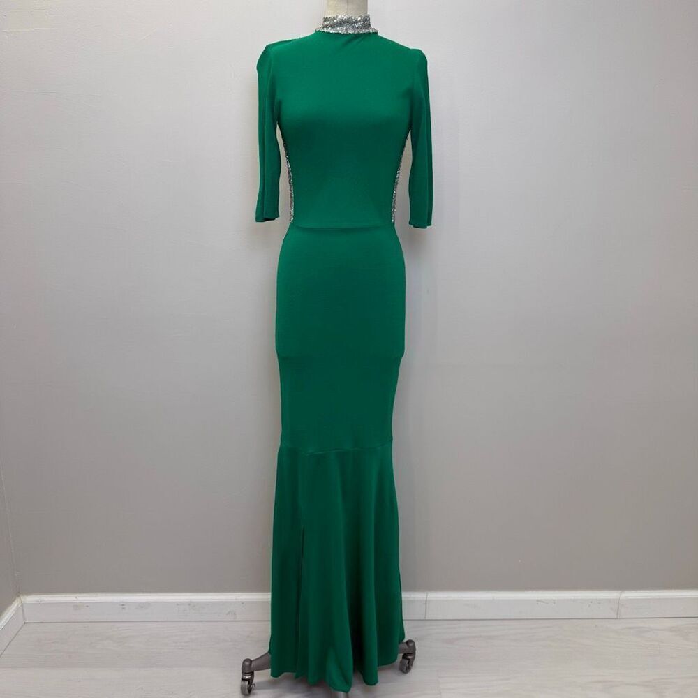 One-of-a-Kind Green & Silver Sequin Gown – Handmade Sample Piece 💝